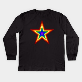 Rainbow Gay Pride Star Pentagram Kids Long Sleeve T-Shirt